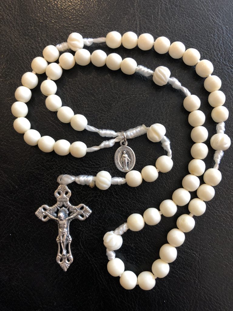 Bone Bead Corded Rosary
