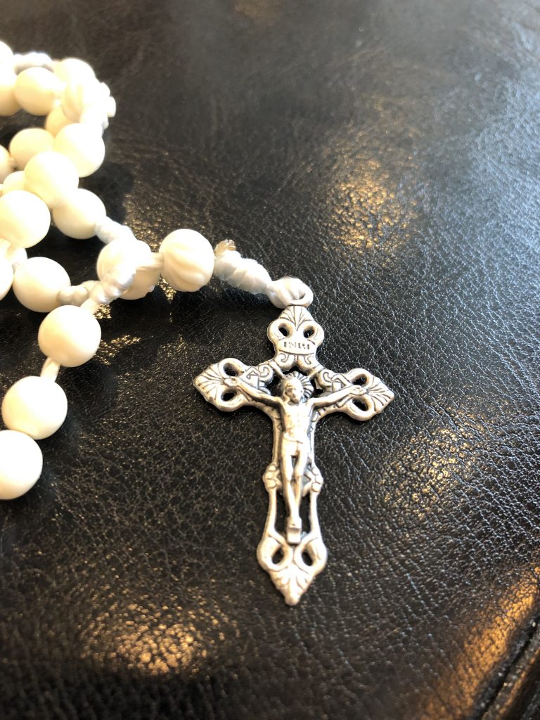 Bone Bead Corded Rosary