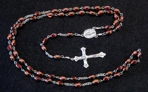 6mm oblong glass rosary